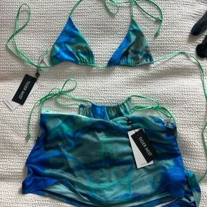brand new never worn tiger mist bikini and skirt set